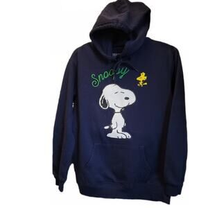 Snoopy and Woodstock Blue Hooded Pull Over Hoodie Sz S (4-6)